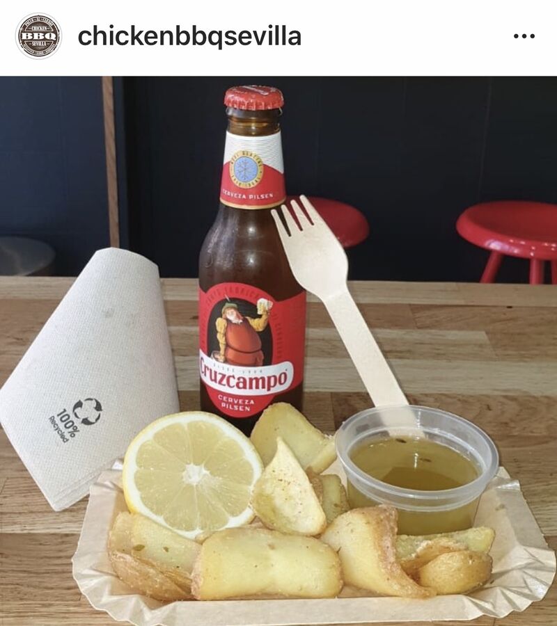 Buena combinacion: Patatas Dippers y Cruzcampo......