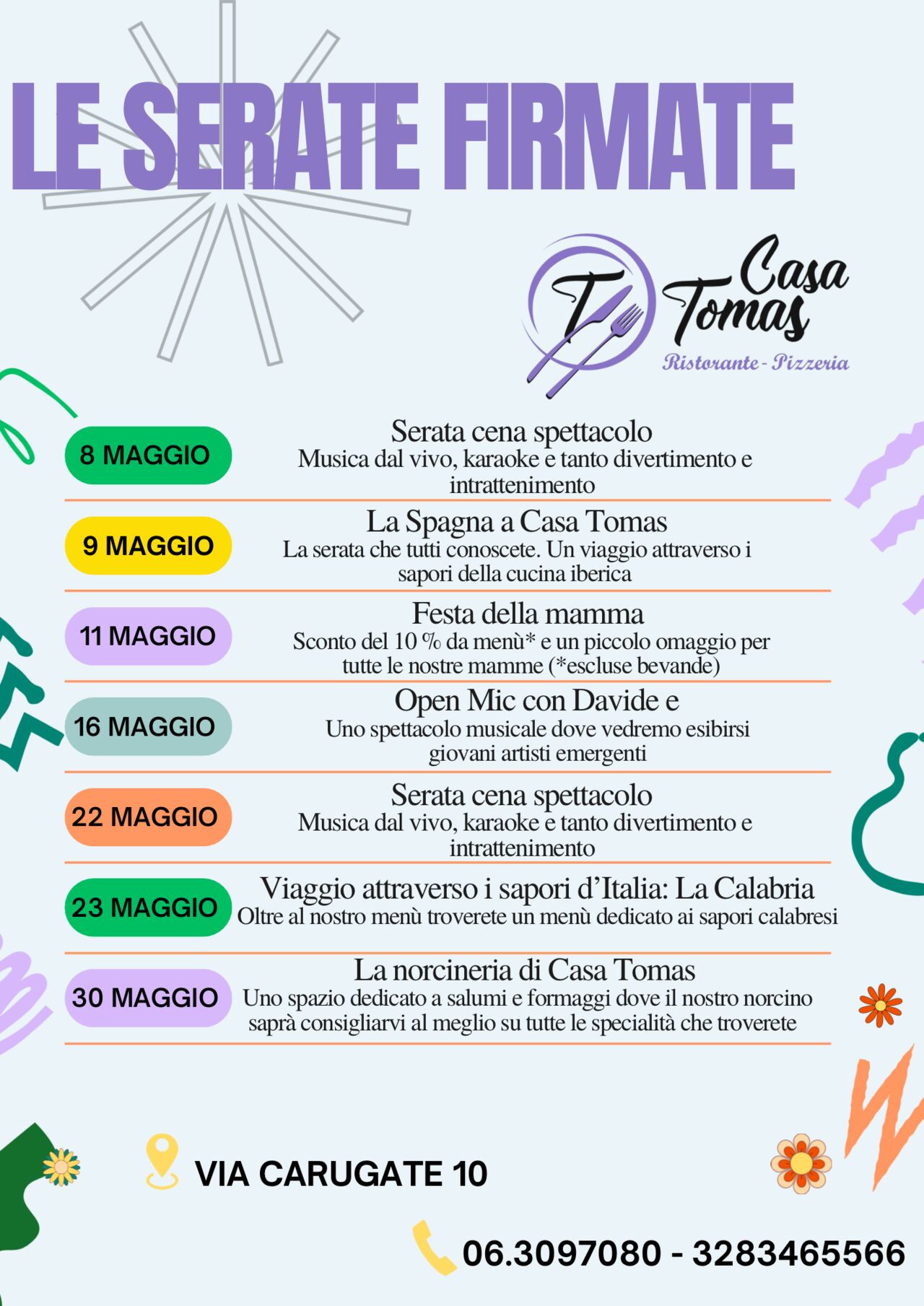 Gli eventi di Maggio di Casa Tomas