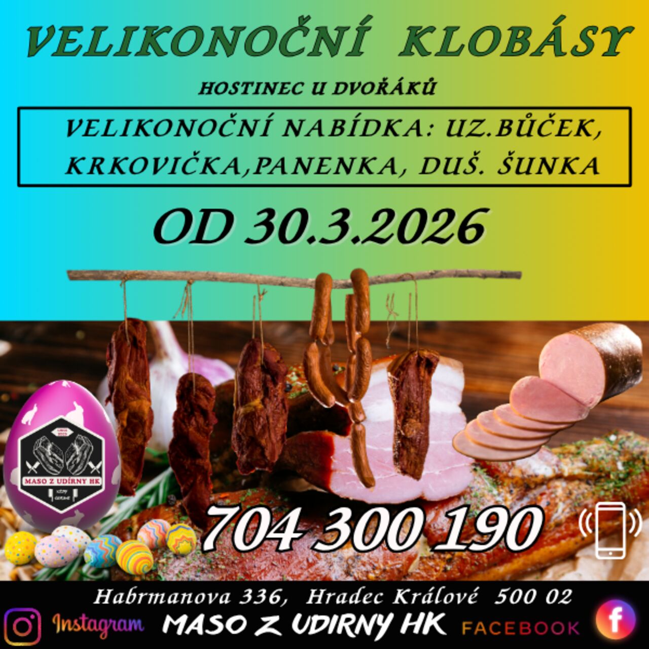 Velikonoční nabídka uzeného a šunky