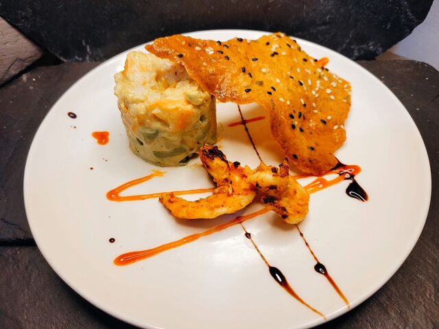 Duo de crevettes et sa crème d'avocat