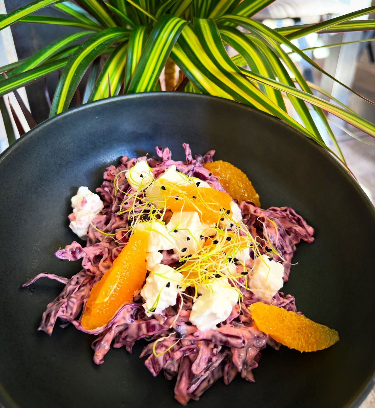 Coleslaw de chou rouge, feta & orange
