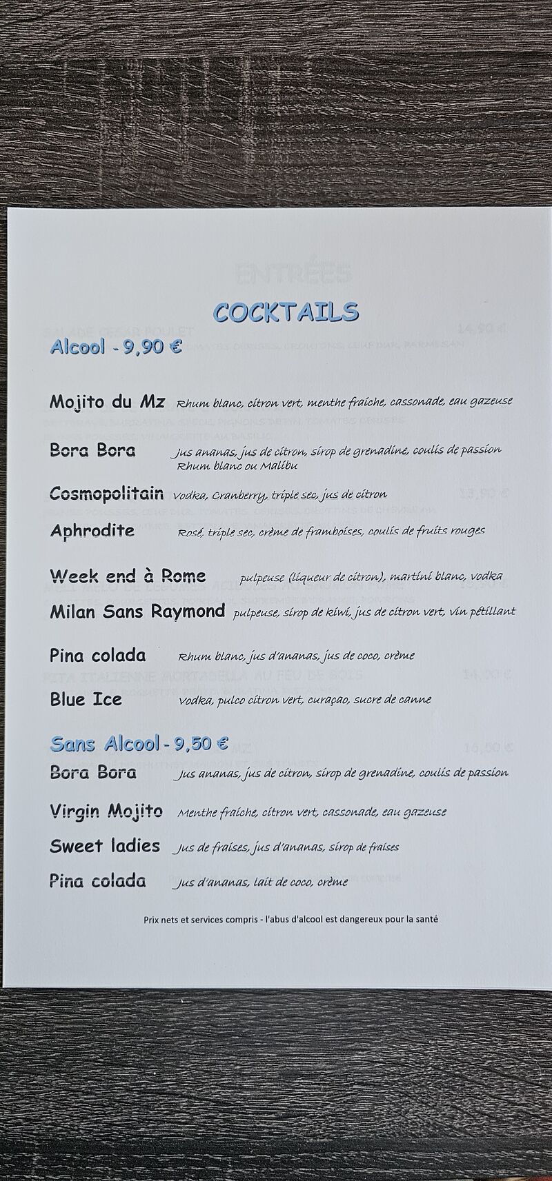 Nos cocktails maison 