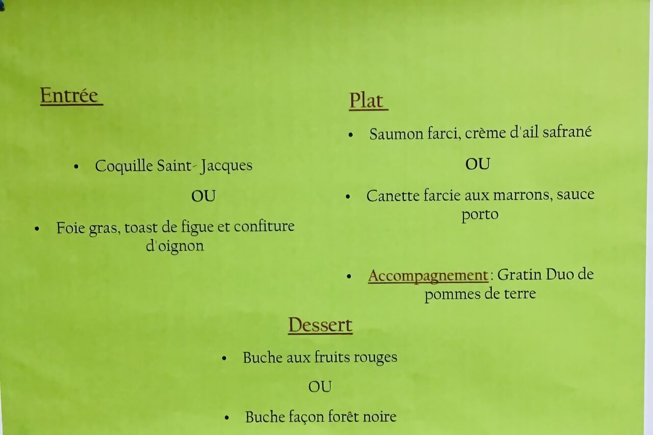 Menu des fêtes