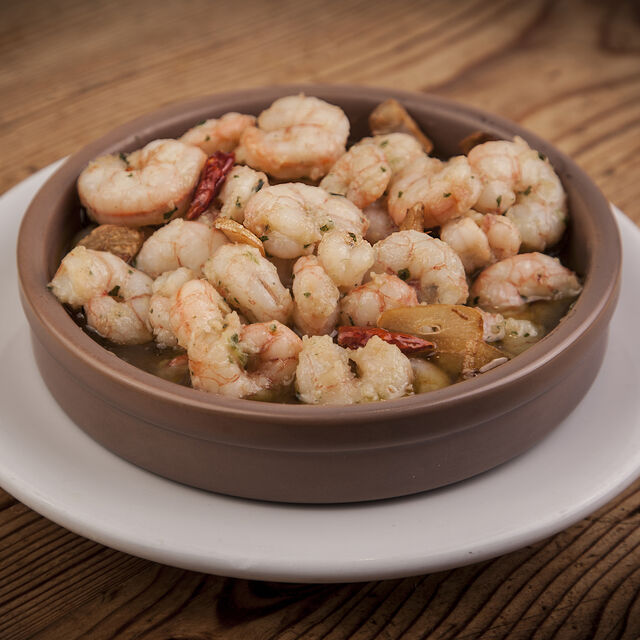 Gambas al ajillo en cazuela.