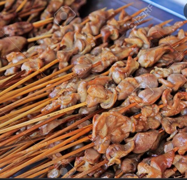 Brochettes de gésiers de poulet 