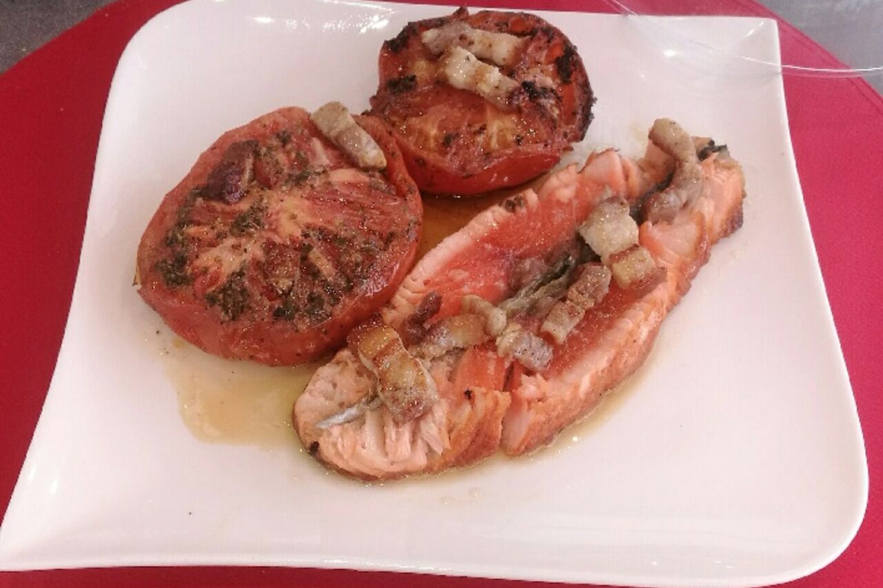 Saumon Braisé aux Lardons