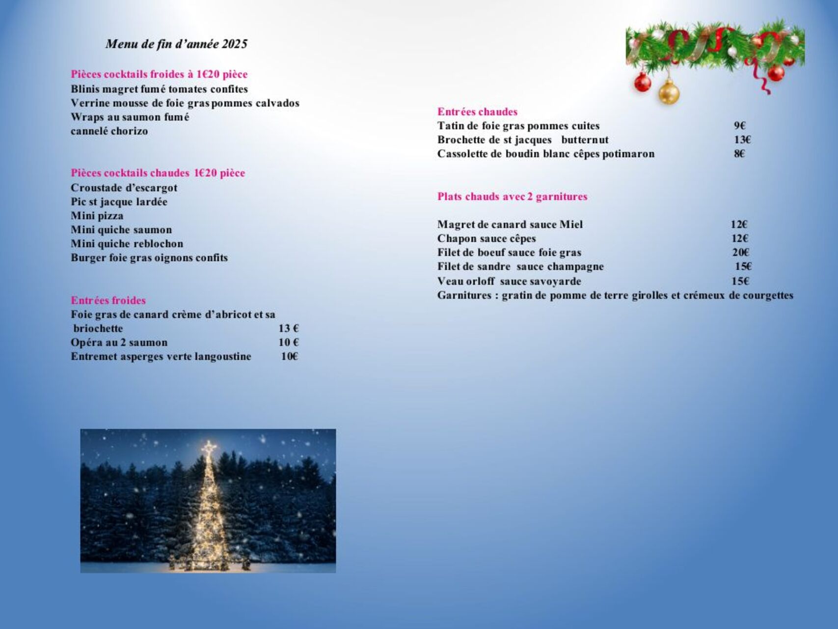 Menus de fêtes