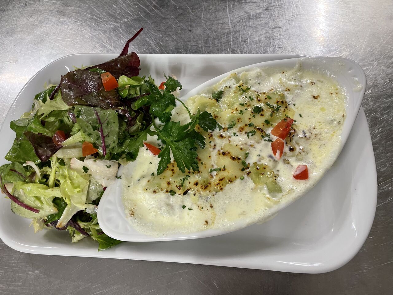 Raviole de royans gratinée au comté 