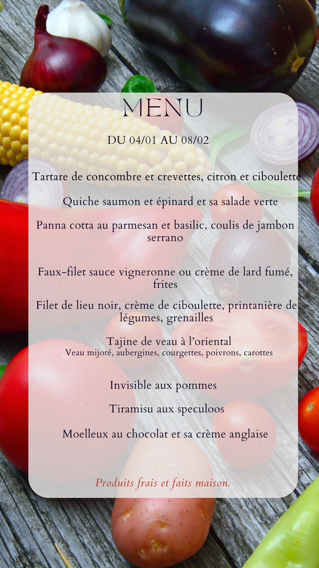Menu du 04/02/25 au 08/02/25