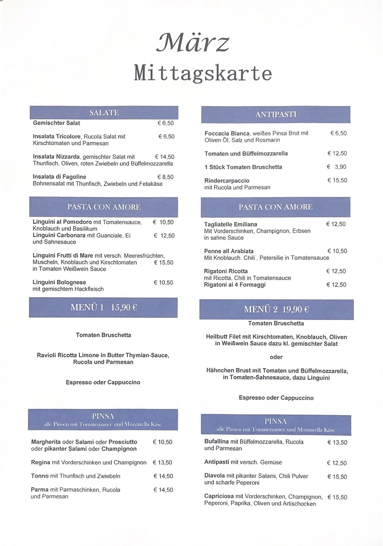 Mittags-Karte März