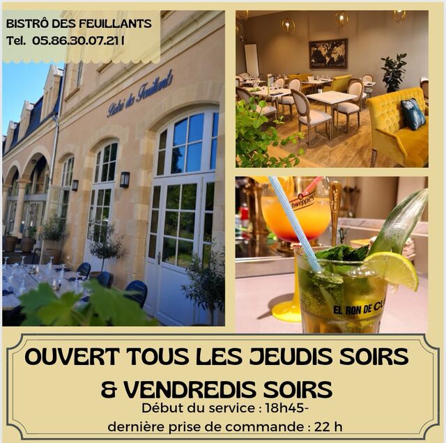 OUVERT TOUS LES JEUDIS SOIRS ET VENDREDIS SOIRS