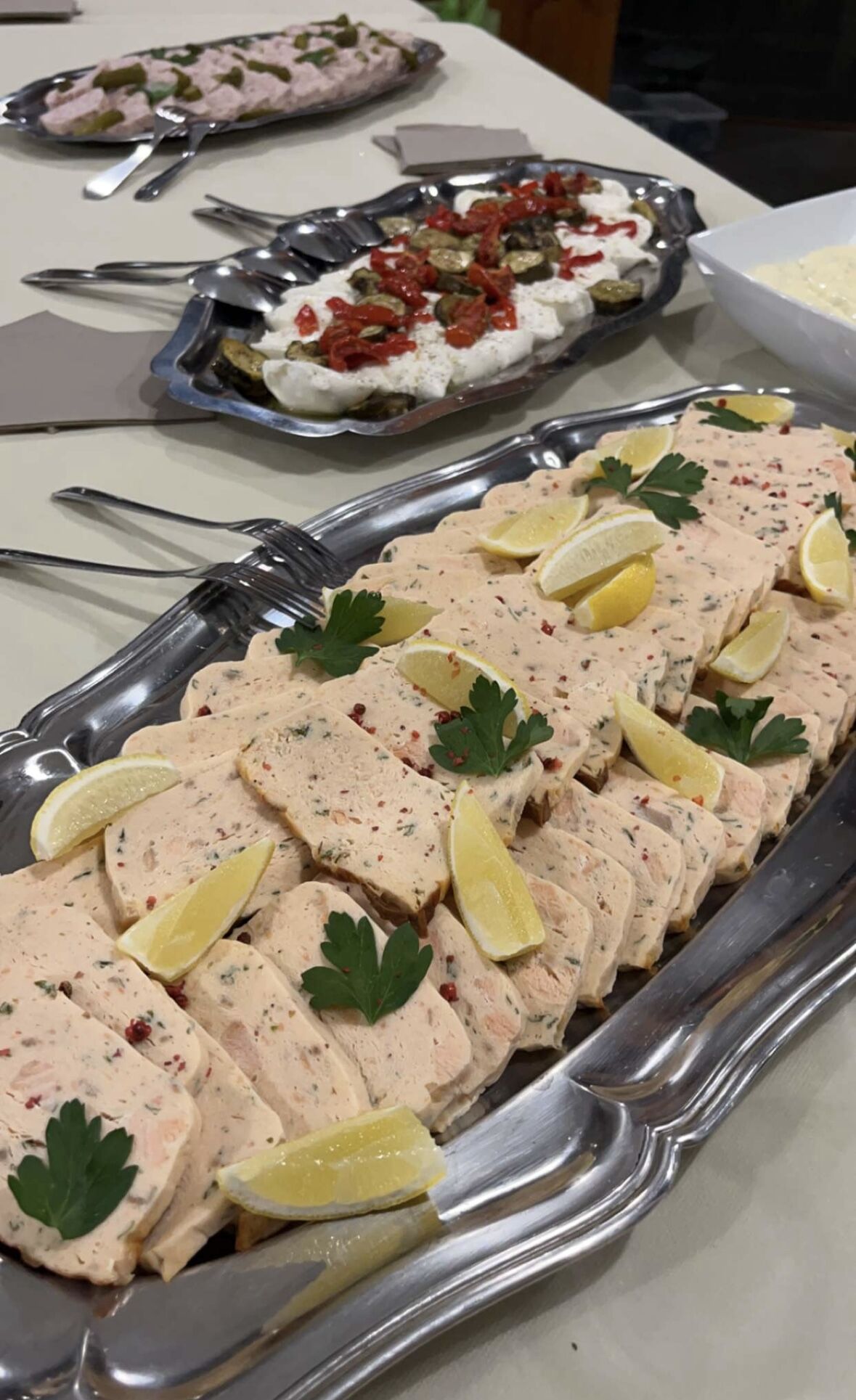 Terrine de Saumon / Burrata au légumes du soleil