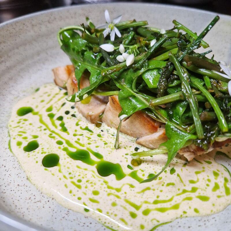 Swordfish/asparagus/brown butter/