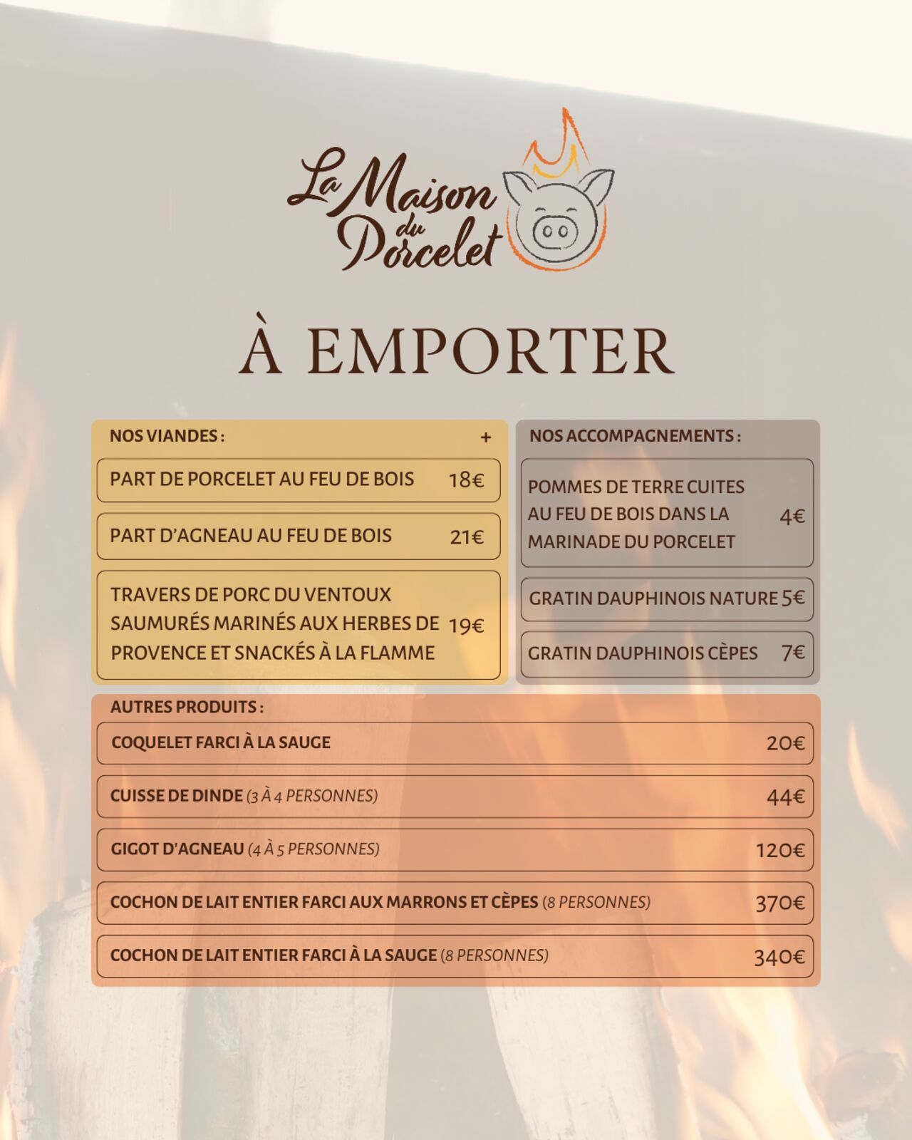 Notre carte à emporter