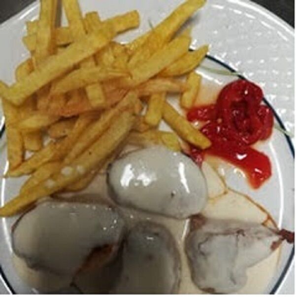 Solomillo de cerdo con salsa de queso