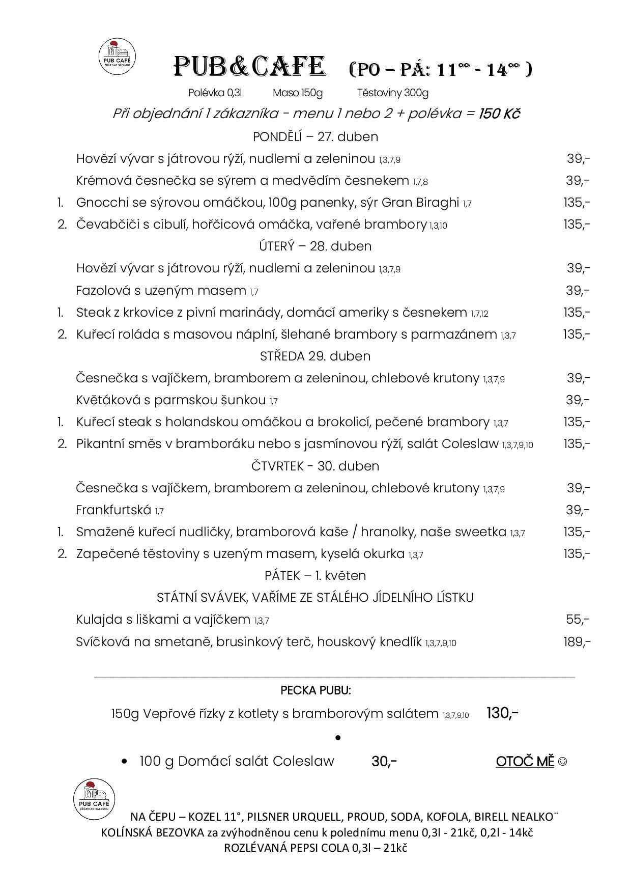 Denní menu od 27.DUBEN