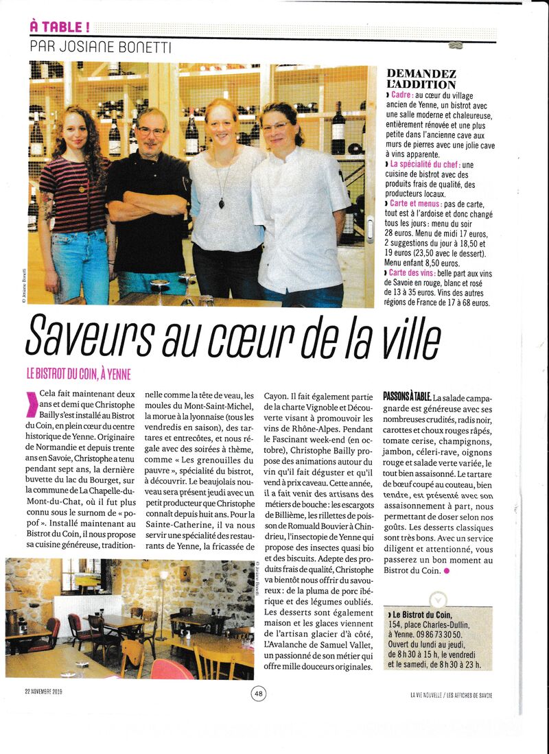 nous avons eu la chance d'avoir une page dans 