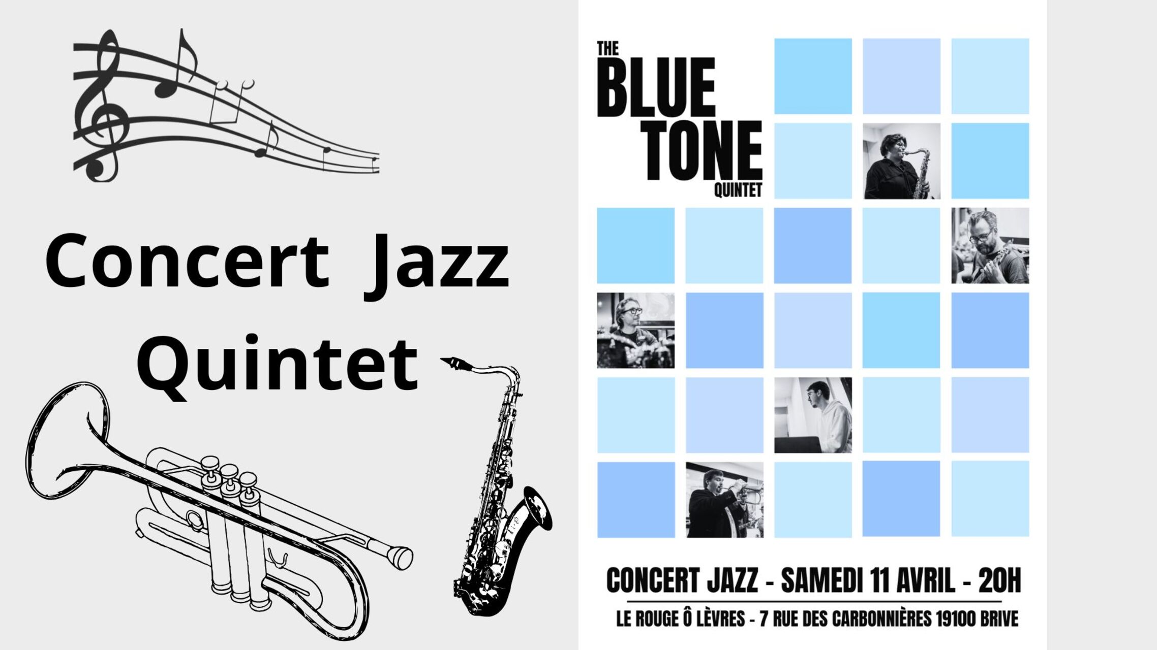 Samedi 11 Avril : Concert Jazz - The Blue Tone Quintet