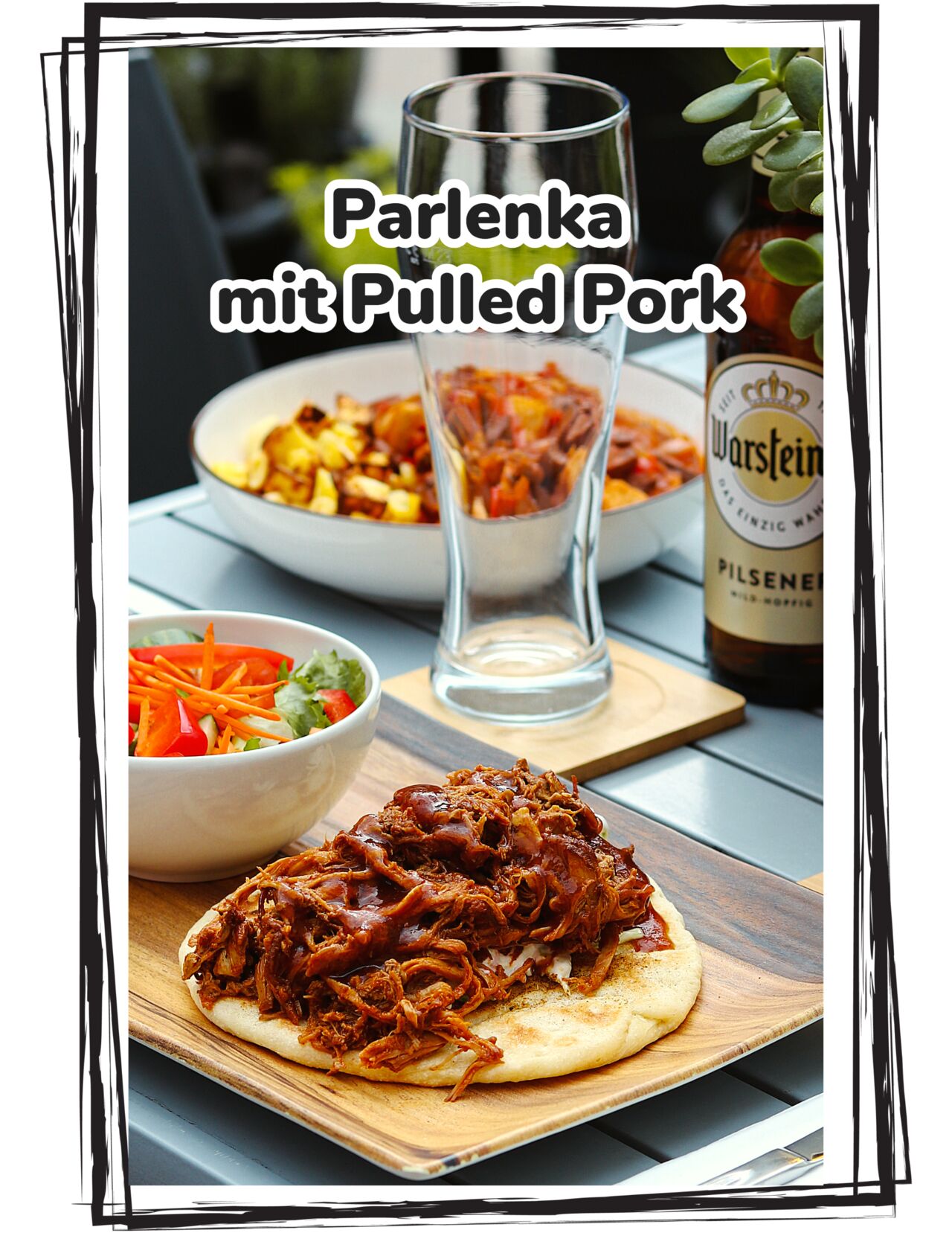 Parlenka mit Pulled Pork und Kl.Salat