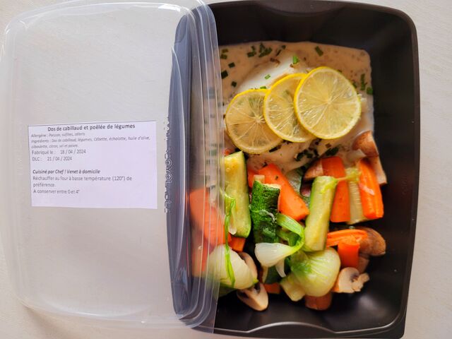 Dos de cabillaud et sa poêlée de légumes