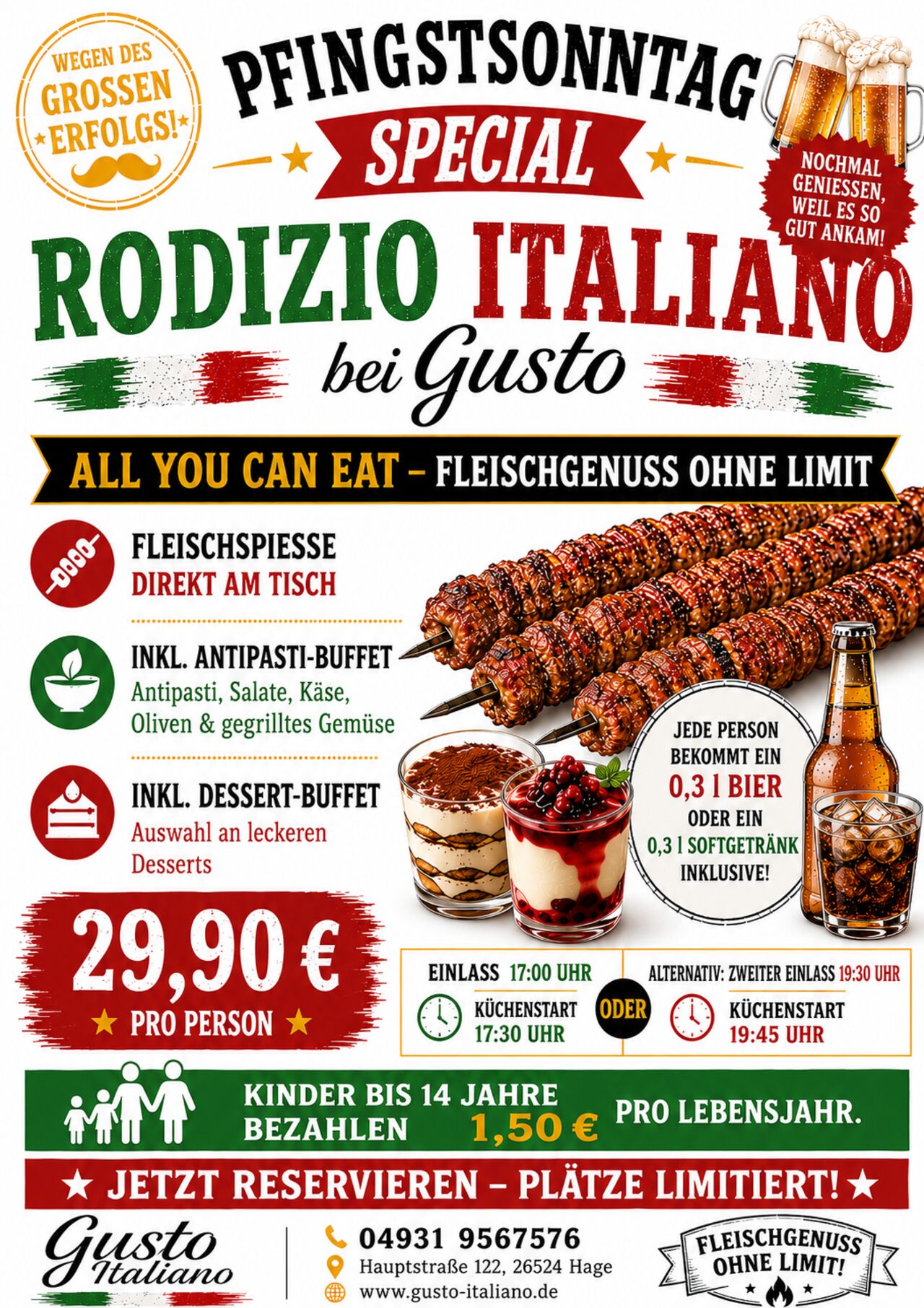 Pfingstsonntag Rodizio - Special – Fleischgenuss ohne Limit