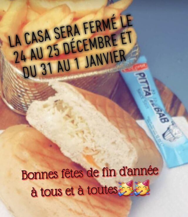 Fermeture de la casa du 24 au 25 décembre ainsi que du 31 au 1 janvier. 