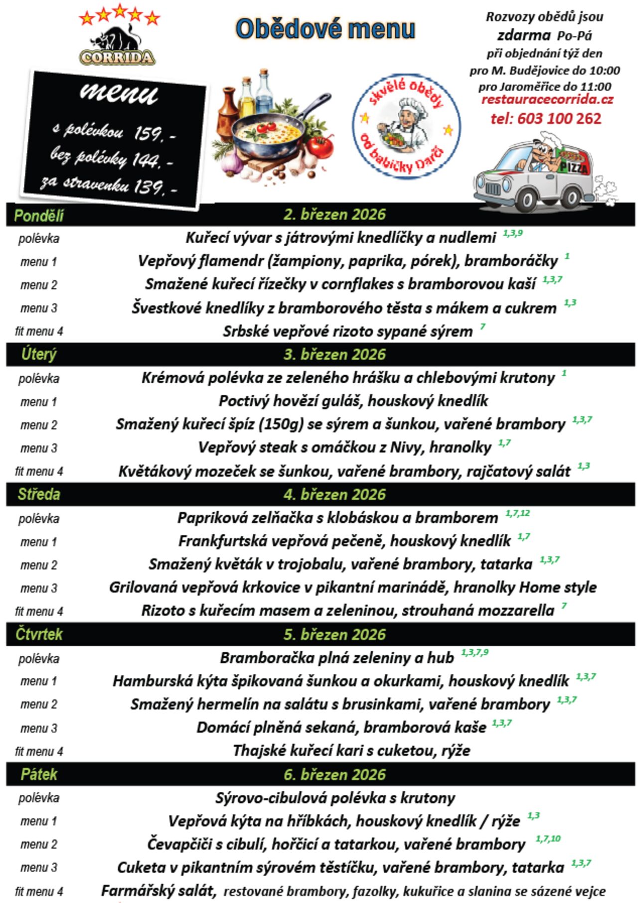 Týdenní obědové menu