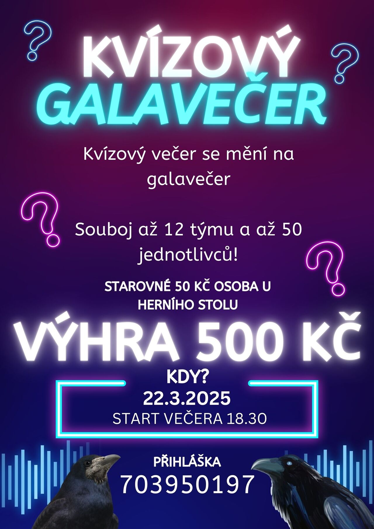 Akce 🆗 22.3.2025 Kvízový galavečer U Krkavce