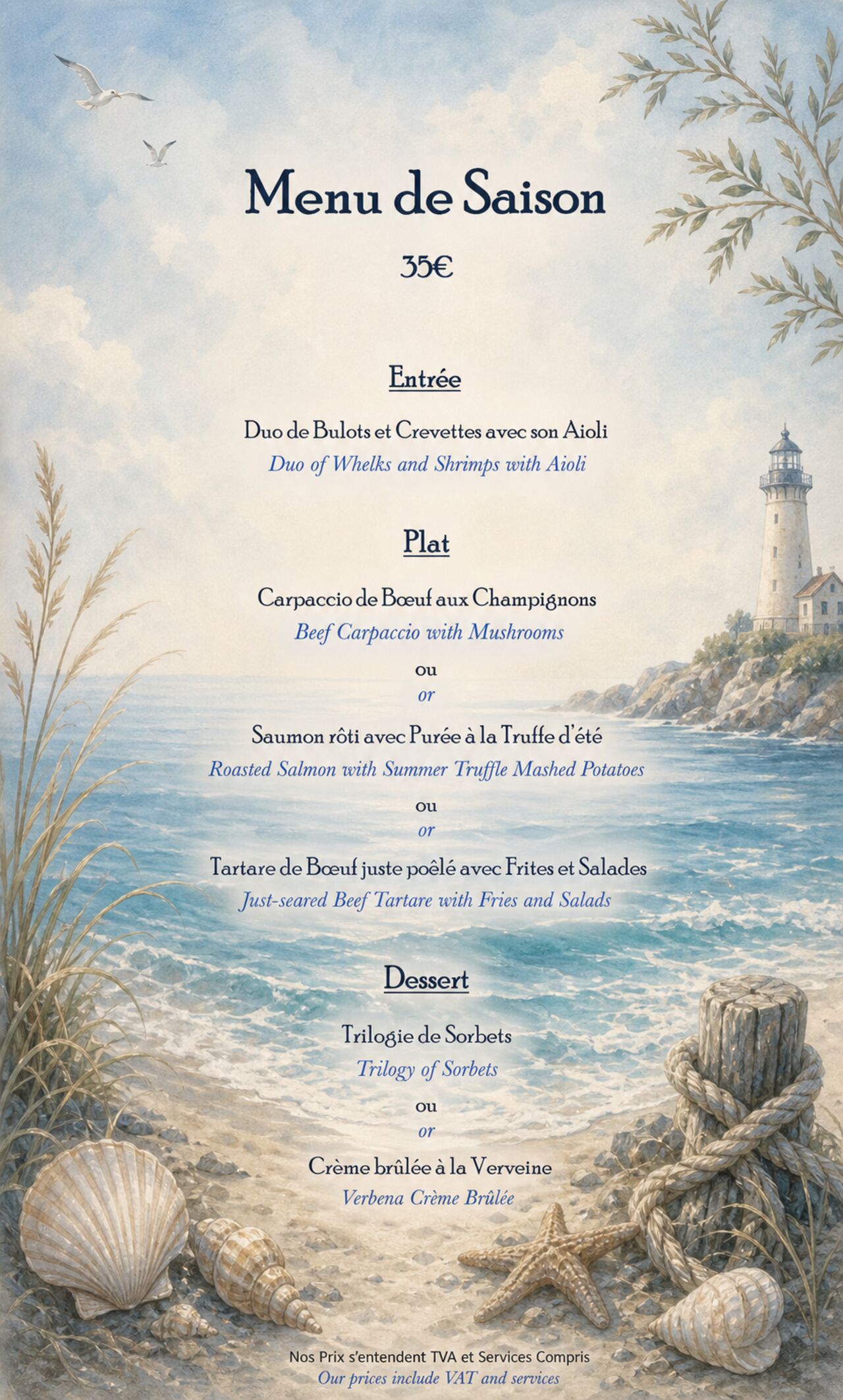 Notre menu de saison
