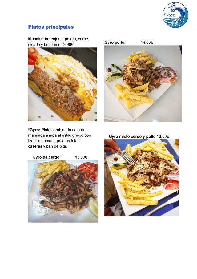 Platos principales Thalassa