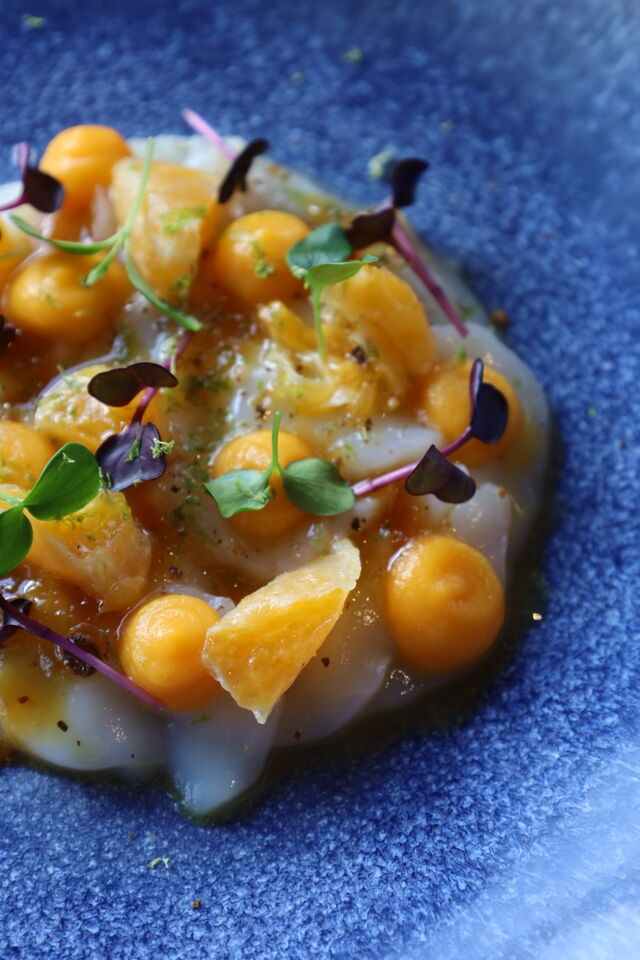 Carpaccio de Saint Jacques condiments clémentine