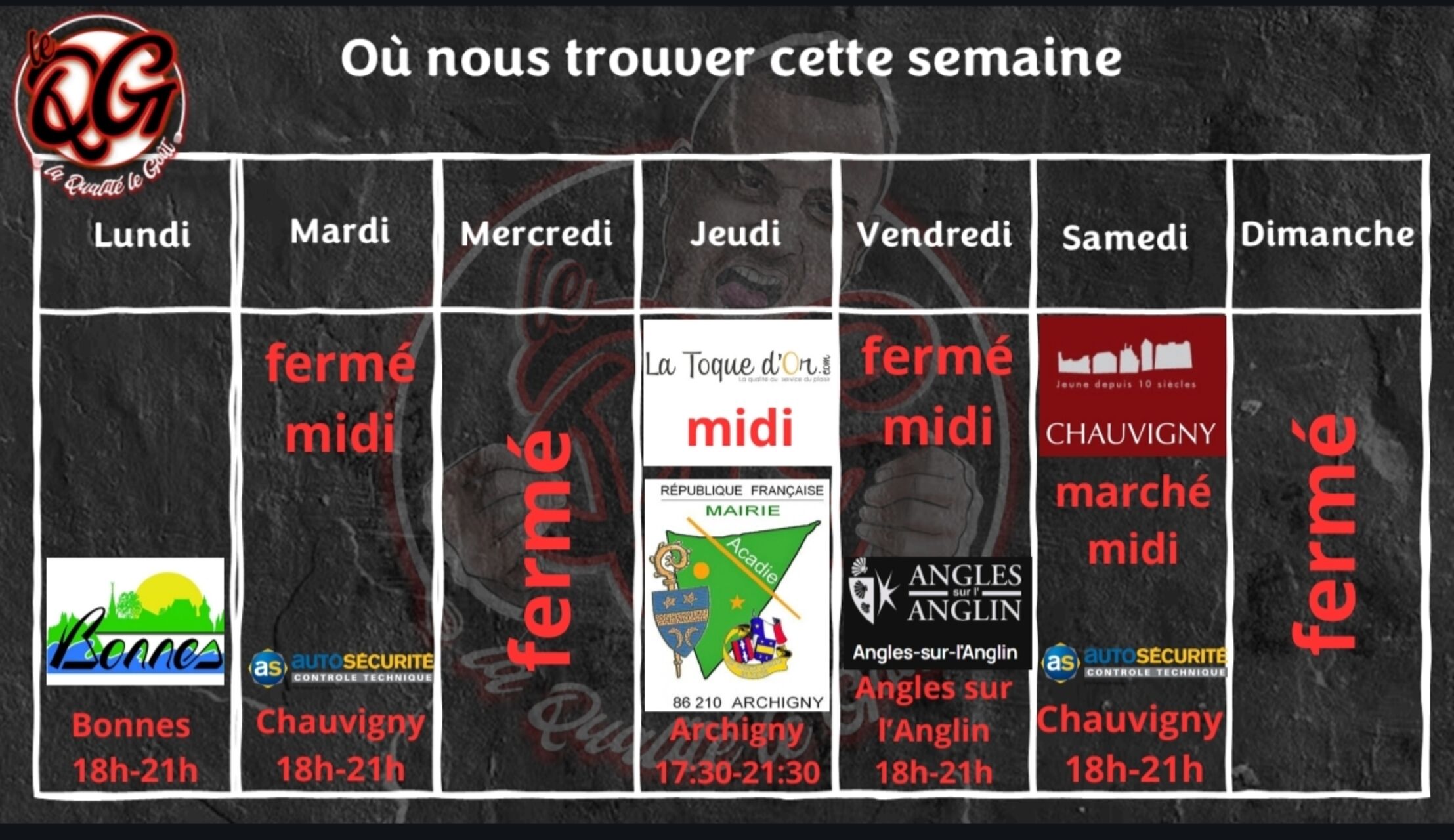 Planning du 12 octobre au 18 octobre