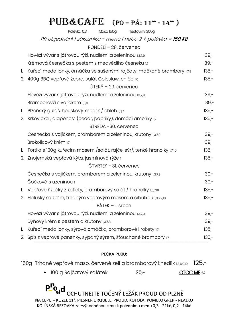 Denní menu od 28. červenec