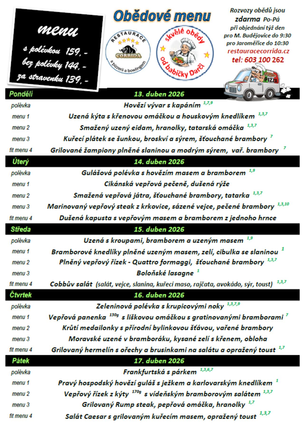 Týdenní obědové menu