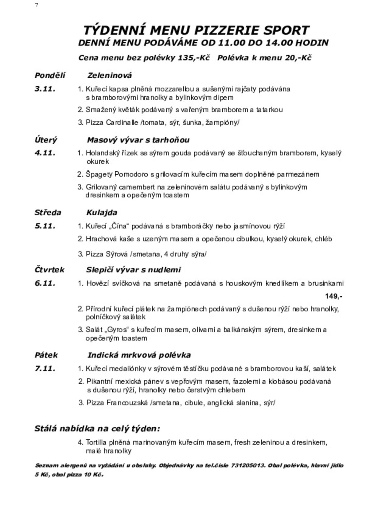 Týdenní menu 3.11.-7.11.2025