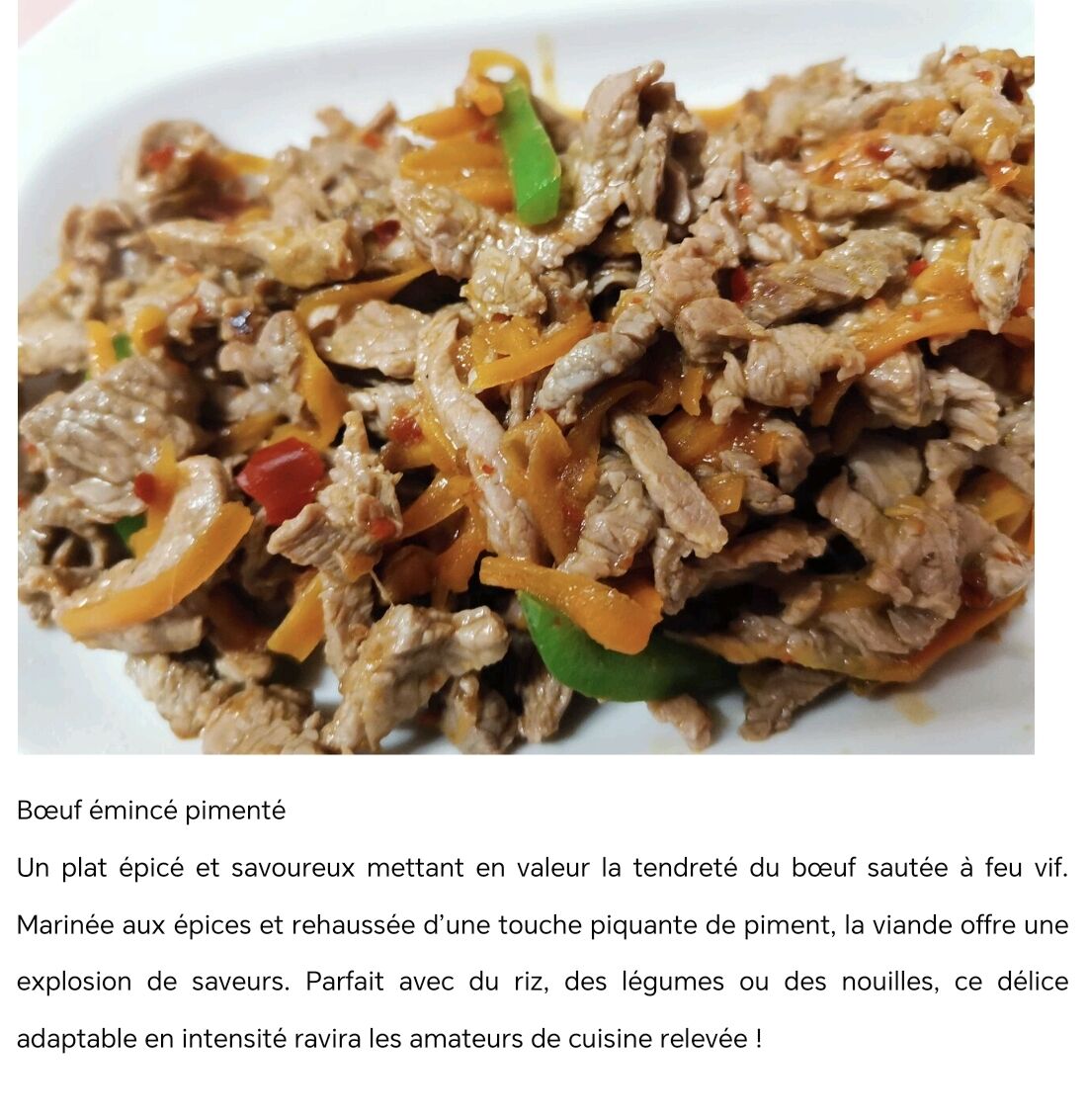 Bœuf émincé pimenté 