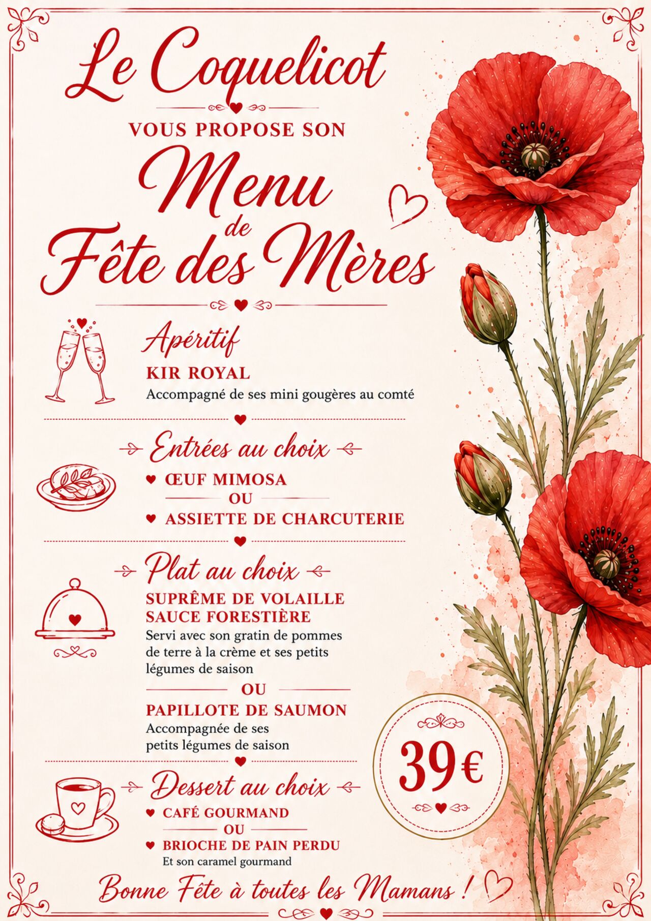Menu fête des mères