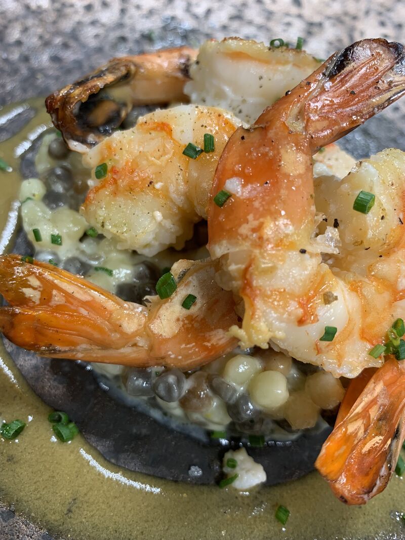 Les Gambas et Risotto de Frégola au Citron
