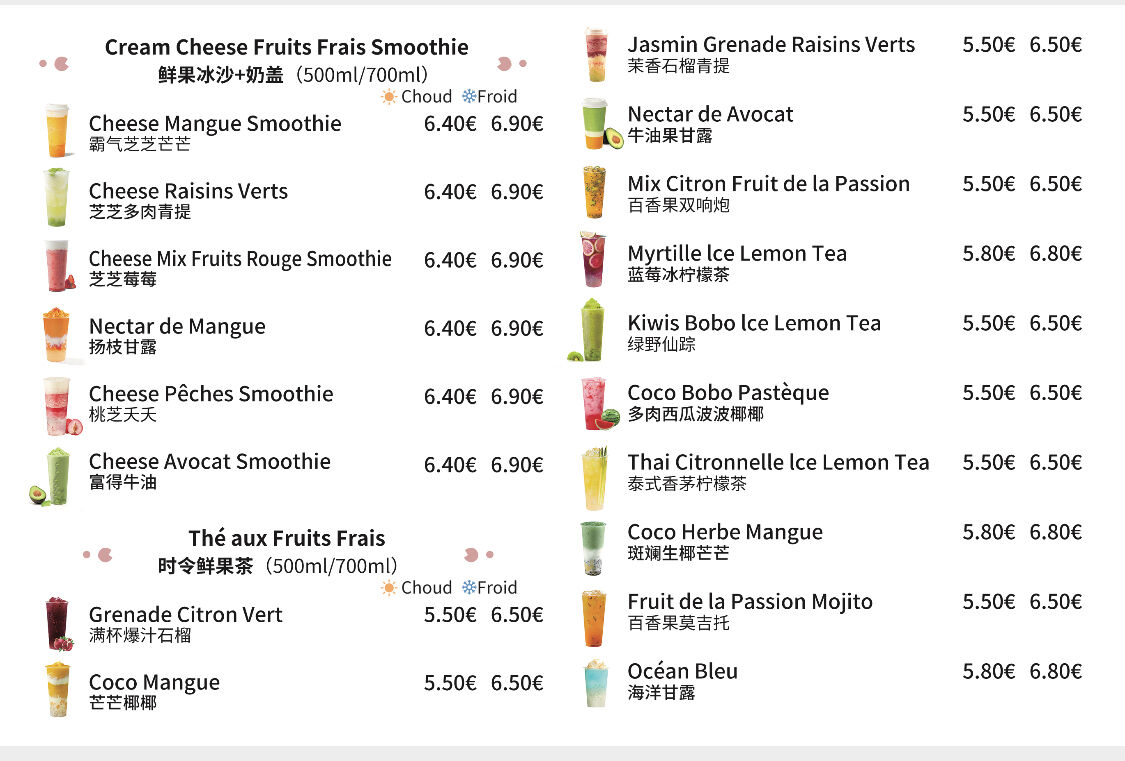 Smoothies et Thé aux fruits