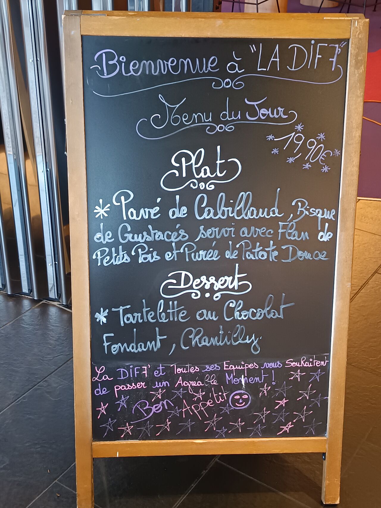 Menu du Jour du Lundi au Vendredi (Midi)