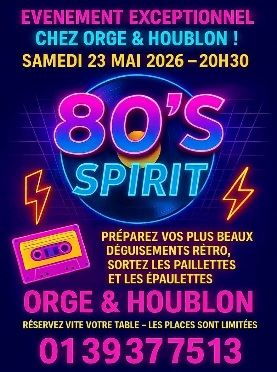 Soirée années 80 samedi 23 mai à 20h30