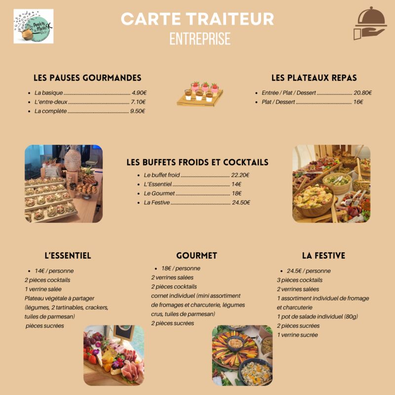 Carte traiteur pour les entreprises