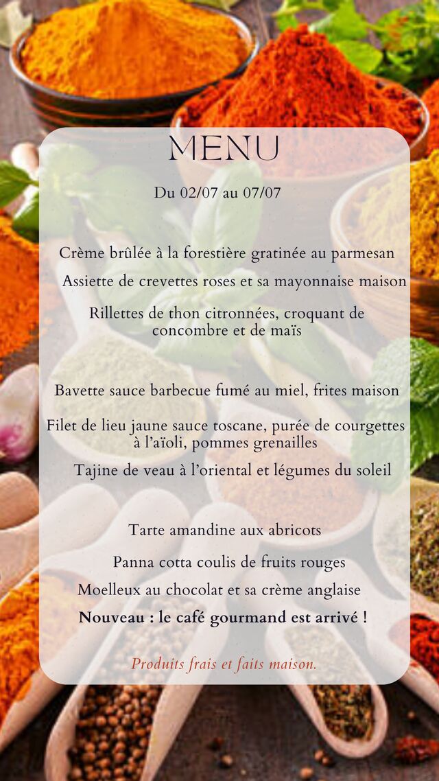 Menu du 02/07/2024 au 07/07/2024