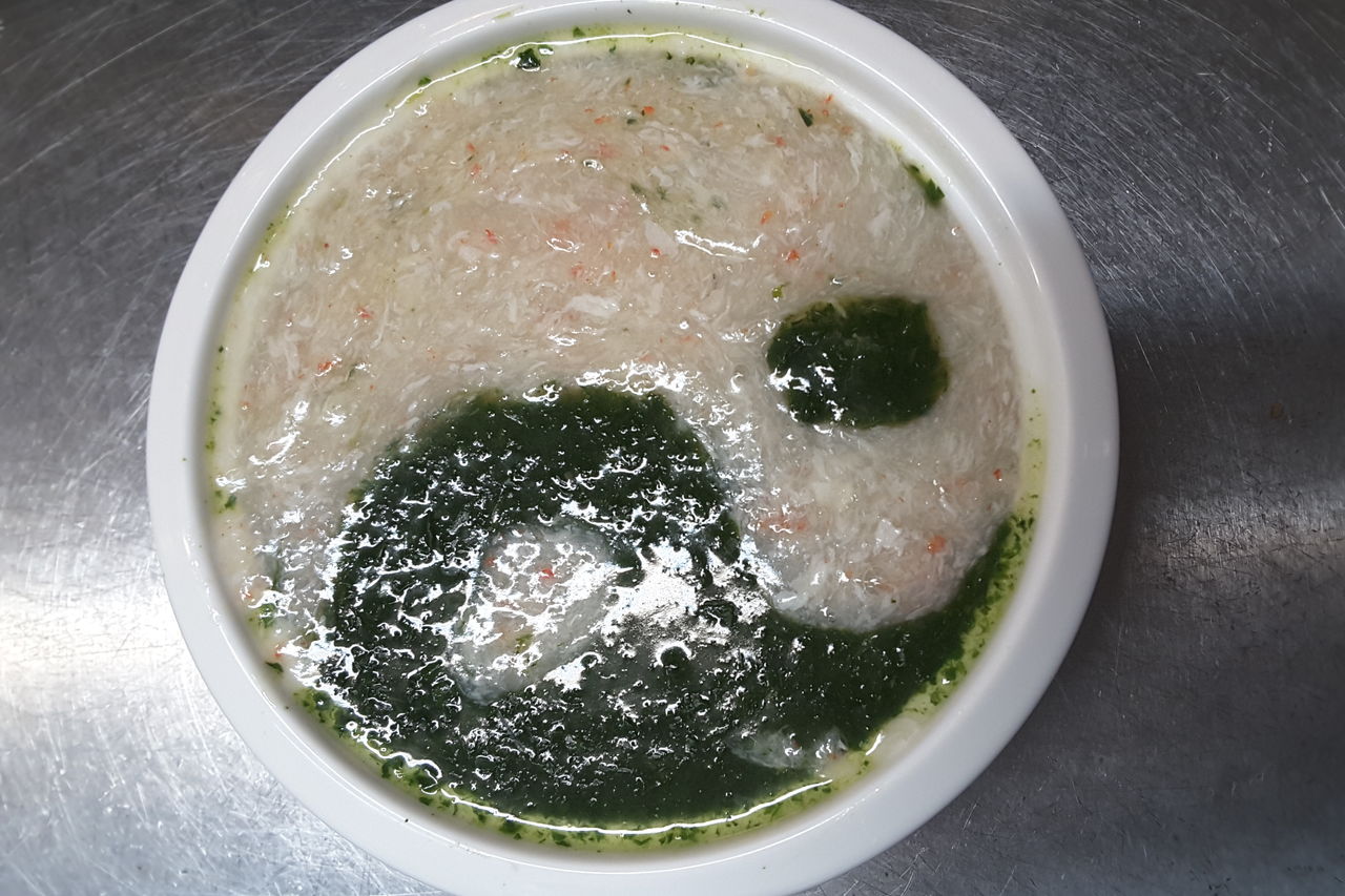 Potage crabes et épinards