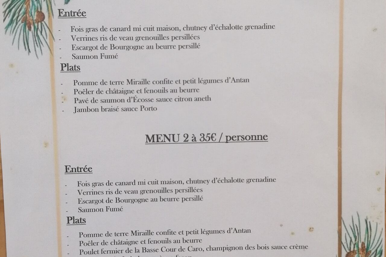 NOTRE MENU DE FETES