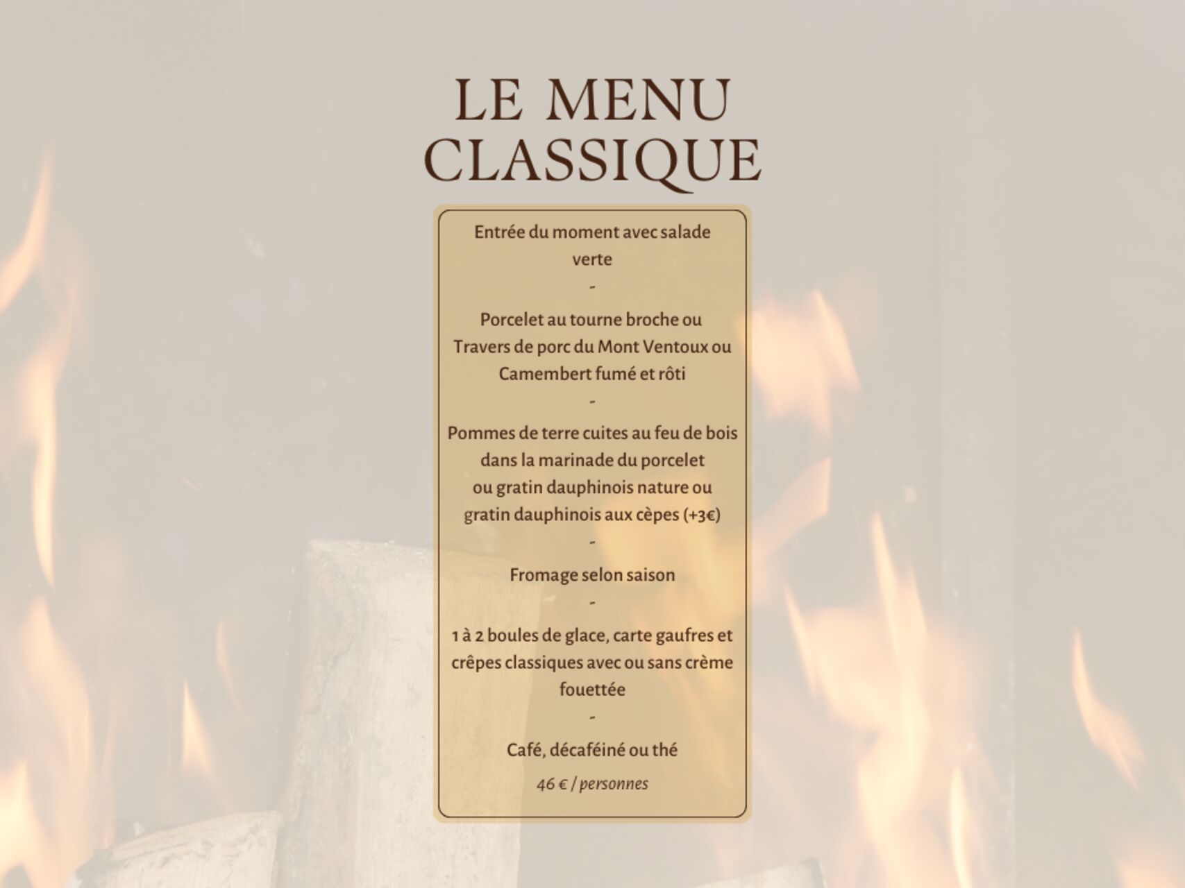 Le menu classique 😋