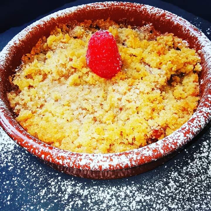 Le crumble aux pommes caramelises vanille