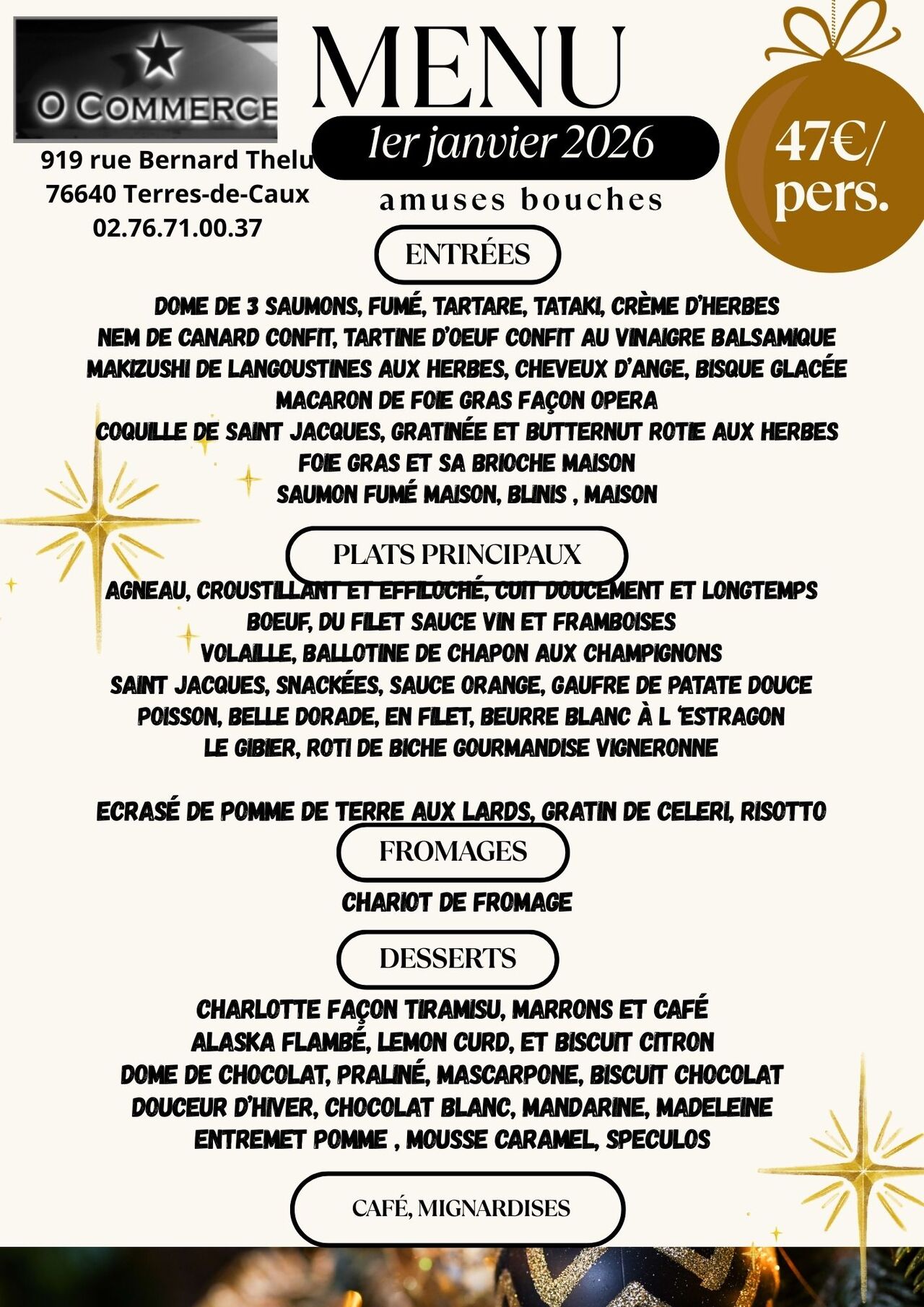 menu du jour de l'an 2026