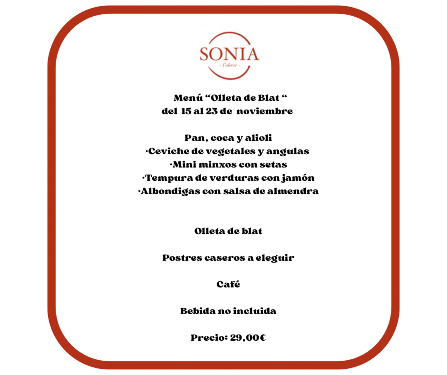 Menú „Olleta de Blat”