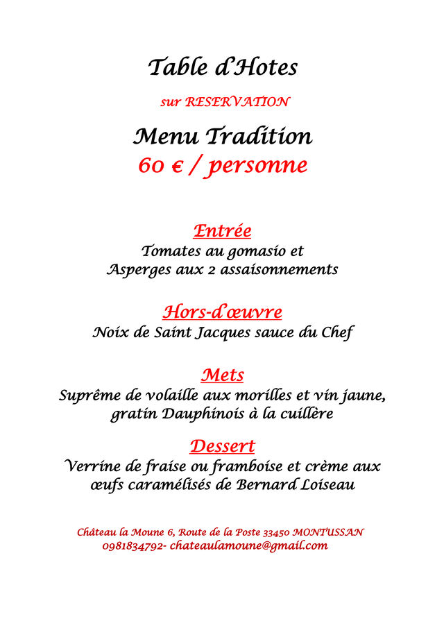 1er Menu Tradition 